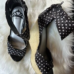 Fergalicious Black and White Polka Dot Wedges